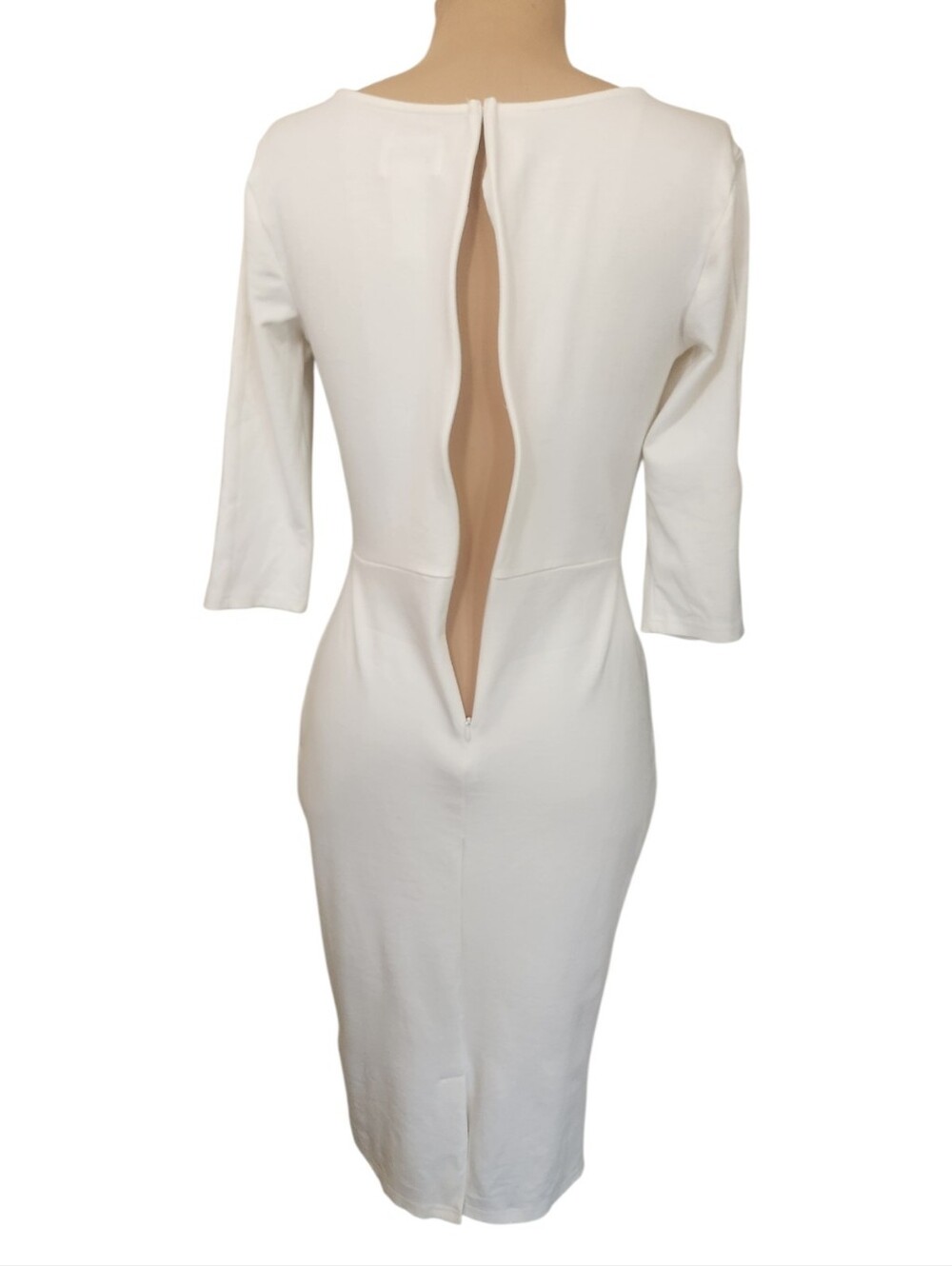 UNIQUE VINTAGE Ivory Princess Seam Pencil Dress - Size M - Picture 9 of 16